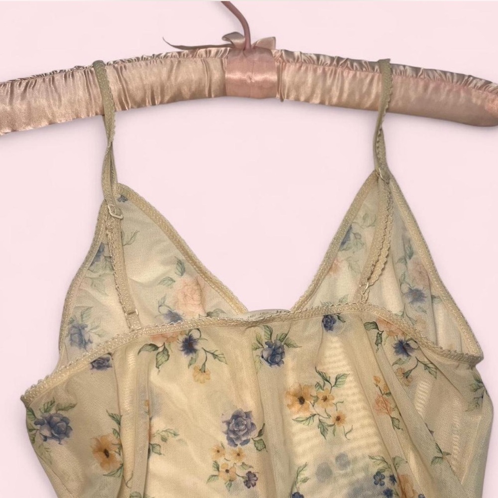 Floral Sheer Camisole Top with Adjustable Straps - Picture 5 of 5